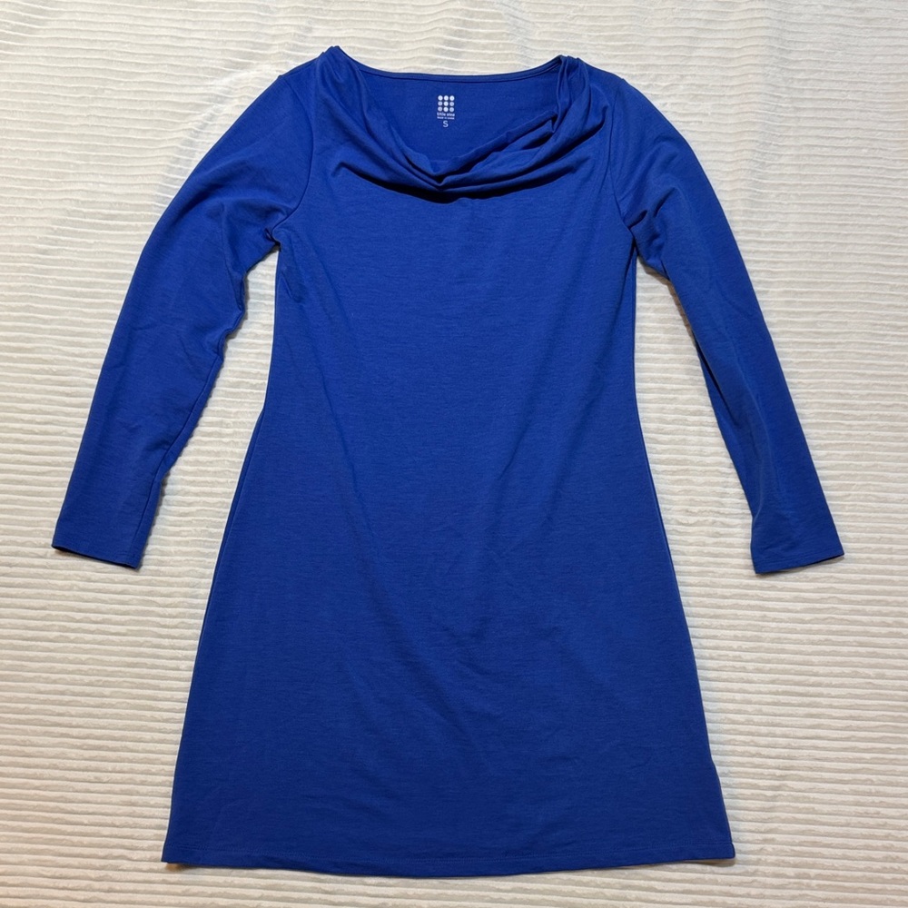 Title Nine Vibrant Blue Cowl Neck Long Sleeve Dress Small